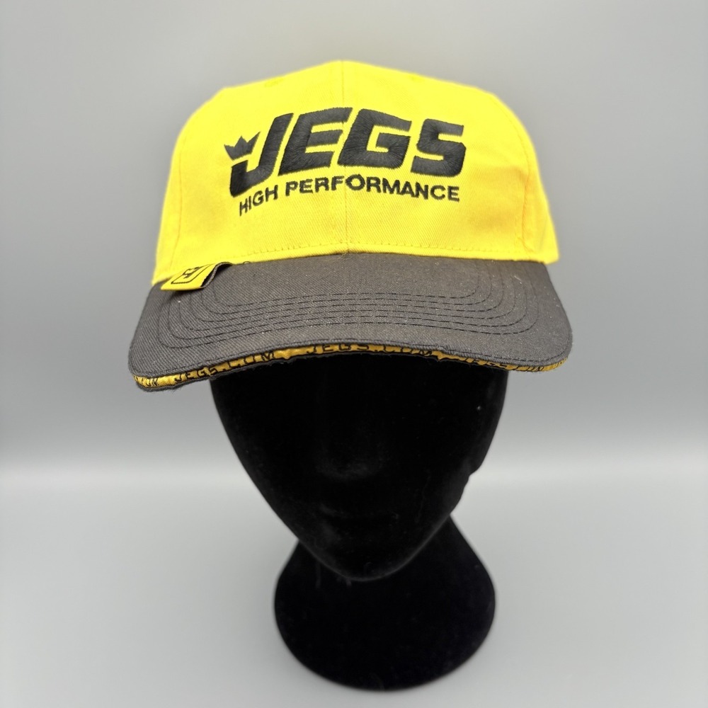 JEGS High Performance Headwear Hat Cap Adjustable Yellow and Black Strapback